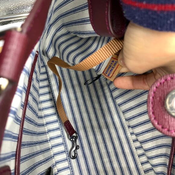 Dooney & Bourke Leather Purse Saffiano Zip Satchel Red Bordeaux - Picture 15 of 16